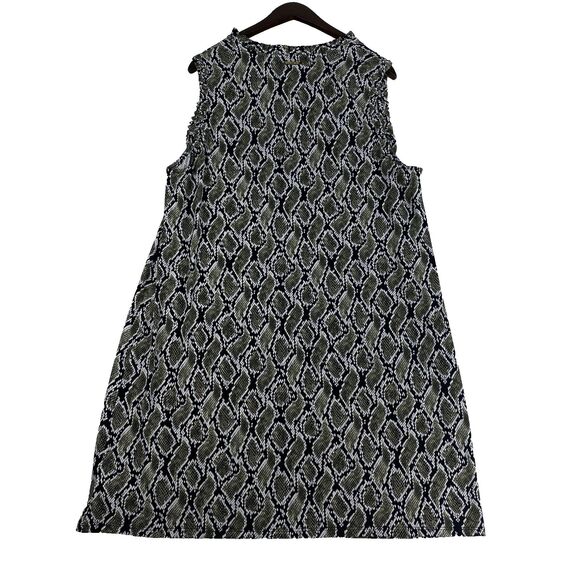 Michael Kors 1X Snake Print Sleeveless Shift Dress Black Green Beige Boho Chic - Picture 3 of 11